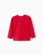 T-shirt à manches longues en coton rouge avec imprimé ZY en relief pour bébé garçon