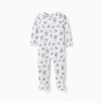 Grenouillère en coton blanc à motif Stitch pour nouveau-né et bébé fille.