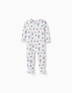Grenouillère en coton blanc à motif Stitch pour nouveau-né et bébé fille.