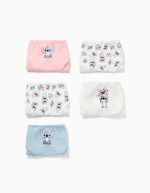 Lot de 5 culottes en coton à motifs Stitch pour filles, multicolores
