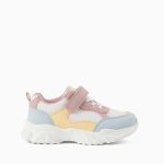 Baskets bicolores à semelle épaisse pour filles, blanc/rose/bleu/jaune