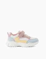 Baskets bicolores à semelle épaisse pour filles, blanc/rose/bleu/jaune