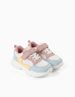 Baskets bicolores à semelle épaisse pour filles, blanc/rose/bleu/jaune – Image 2