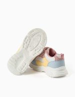 Baskets bicolores à semelle épaisse pour filles, blanc/rose/bleu/jaune – Image 3