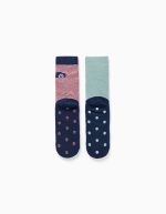 2 paires de chaussettes antidérapantes pour garçons, doublées en éponge et ornées de motifs de voitures, multicolores. – Image 2