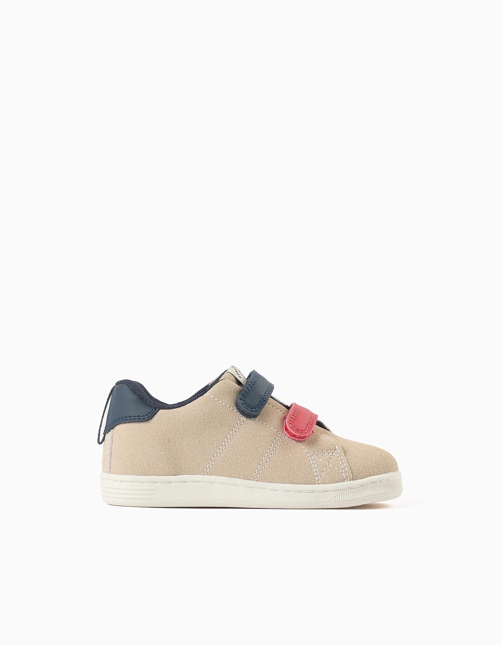 31083554035-0 Baskets à scratch pour bébé garçon, beige/bleu/rouge – Image 1