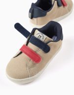 Baskets à scratch pour bébé garçon, beige/bleu/rouge – Image 3