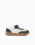 Baskets pour garçon avec semelle en caoutchouc antidérapante, bleu/beige/blanc