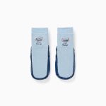 Chaussons-chaussons à semelle antidérapante et à motifs pour bébés et petites filles, bleus