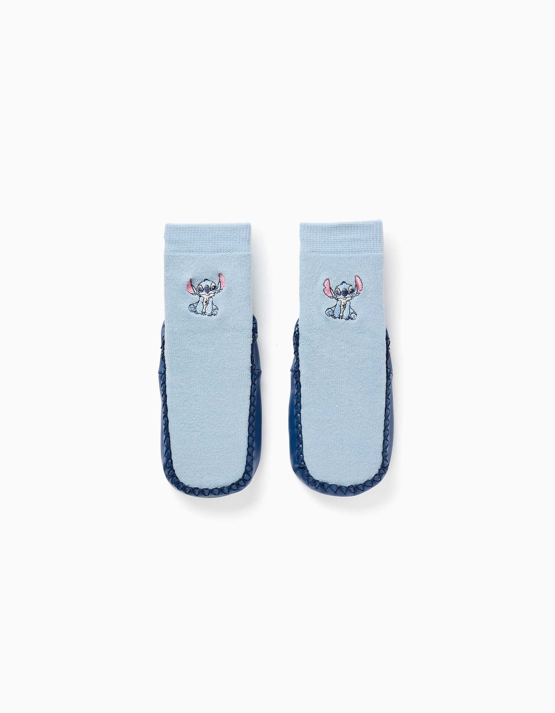 31083579022-0 Chaussons-chaussons à semelle antidérapante et à motifs pour bébés et petites filles, bleus – Image 1