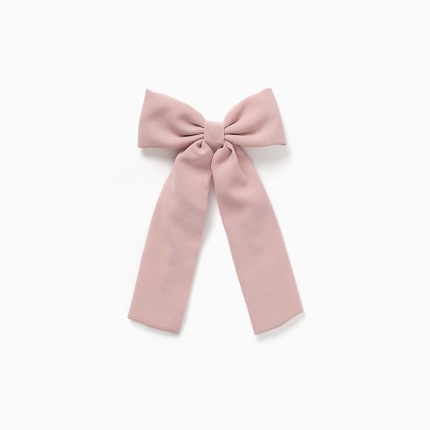 Barrette à long nœud pour bébés et petites filles, rose clair