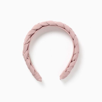Bandeau tressé pour filles, rose clair
