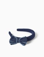 Bandeau Alice en velours rembourré avec nœud pour filles, bleu marine – Image 2