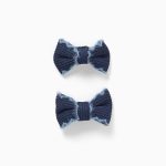 Lot de 2 pinces à cheveux avec nœuds tricotés pour bébés et petites filles, bleu marine