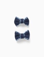 Lot de 2 pinces à cheveux avec nœuds tricotés pour bébés et petites filles, bleu marine