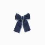 Barrette à nœud tricoté pour bébés et petites filles, bleu marine