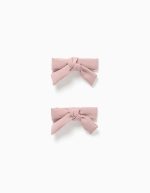 Lot de 2 pinces à cheveux avec petits nœuds pour bébés et petites filles, rose clair