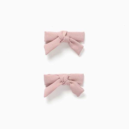 Lot de 2 pinces à cheveux avec petits nœuds pour bébés et petites filles, rose clair