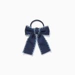 Élastique à cheveux avec nœud tricoté pour bébés et petites filles, bleu marine