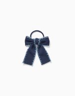 Élastique à cheveux avec nœud tricoté pour bébés et petites filles, bleu marine
