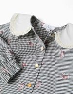 Chemise en coton vichy à imprimé floral pour bébé fille, blanc/bleu marine – Image 3