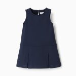 Robe sans manches Roma en maille pour bébé fille, bleu marine