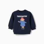 Sweat-shirt en coton bleu marine à imprimé Paddington pour bébé garçon