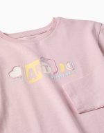 T-shirt à manches longues en coton imprimé et à volants pour filles, lilas – Image 3