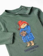 T-shirt à manches longues en coton vert foncé, motif Paddington, pour bébé garçon. – Image 3