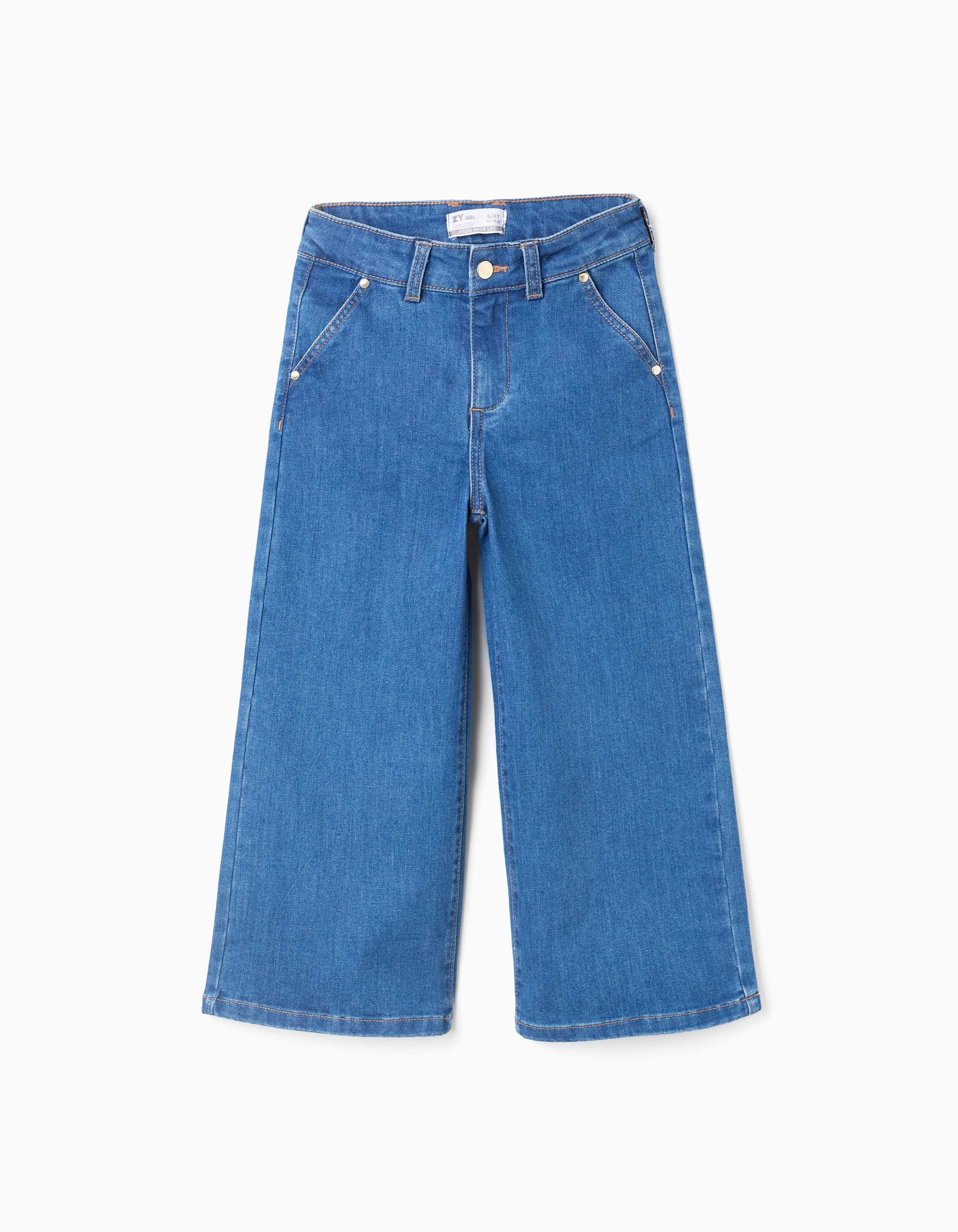 31083965003-0 Jean à jambes larges avec poches avant et arrière pour filles, bleu – Image 1