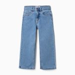 Pantalon en jean coupe droite à 5 poches pour fille, bleu