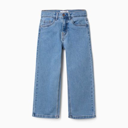 Pantalon en jean coupe droite à 5 poches pour fille, bleu