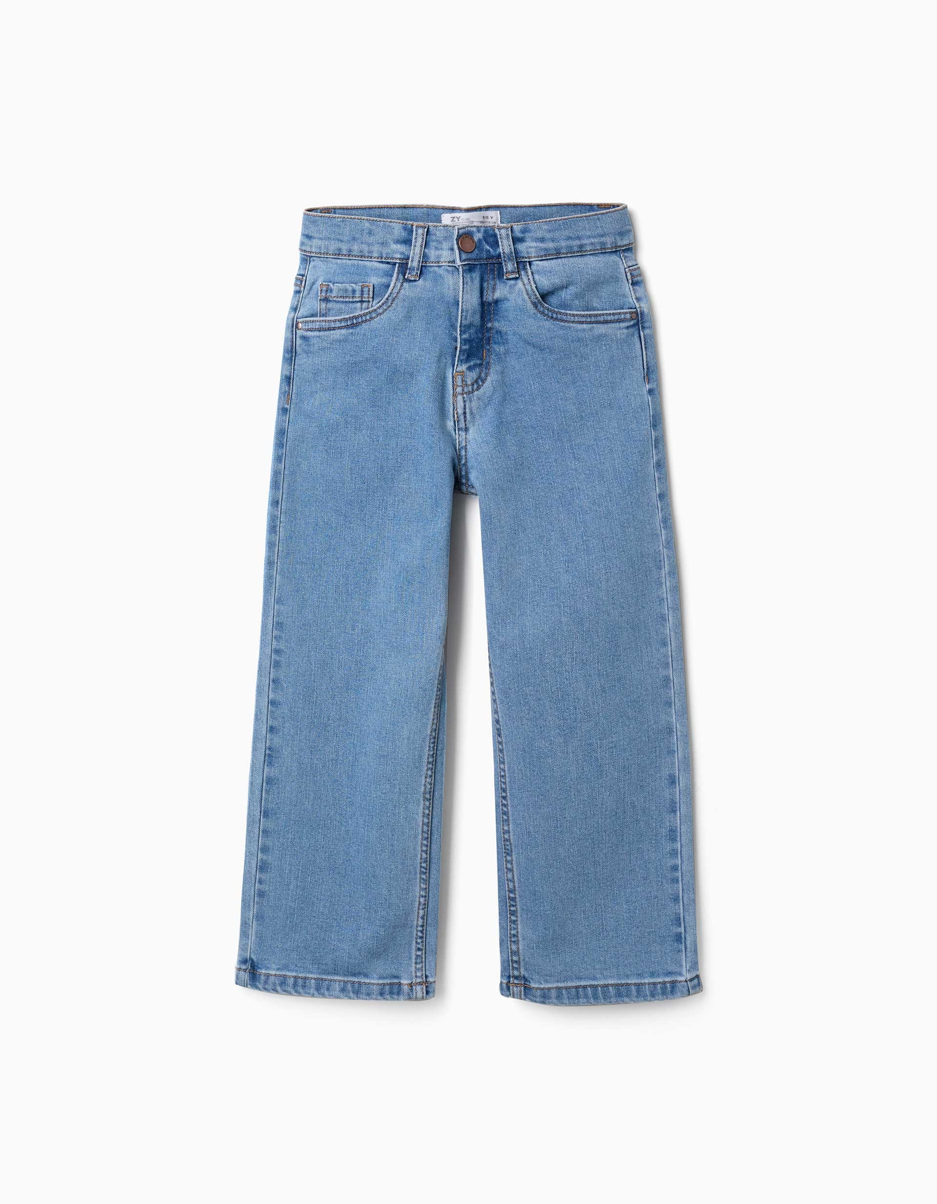 31083972003-0 Pantalon en jean coupe droite à 5 poches pour fille, bleu – Image 1