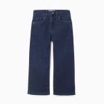 Pantalon en jean coupe droite à 5 poches pour fille, bleu foncé