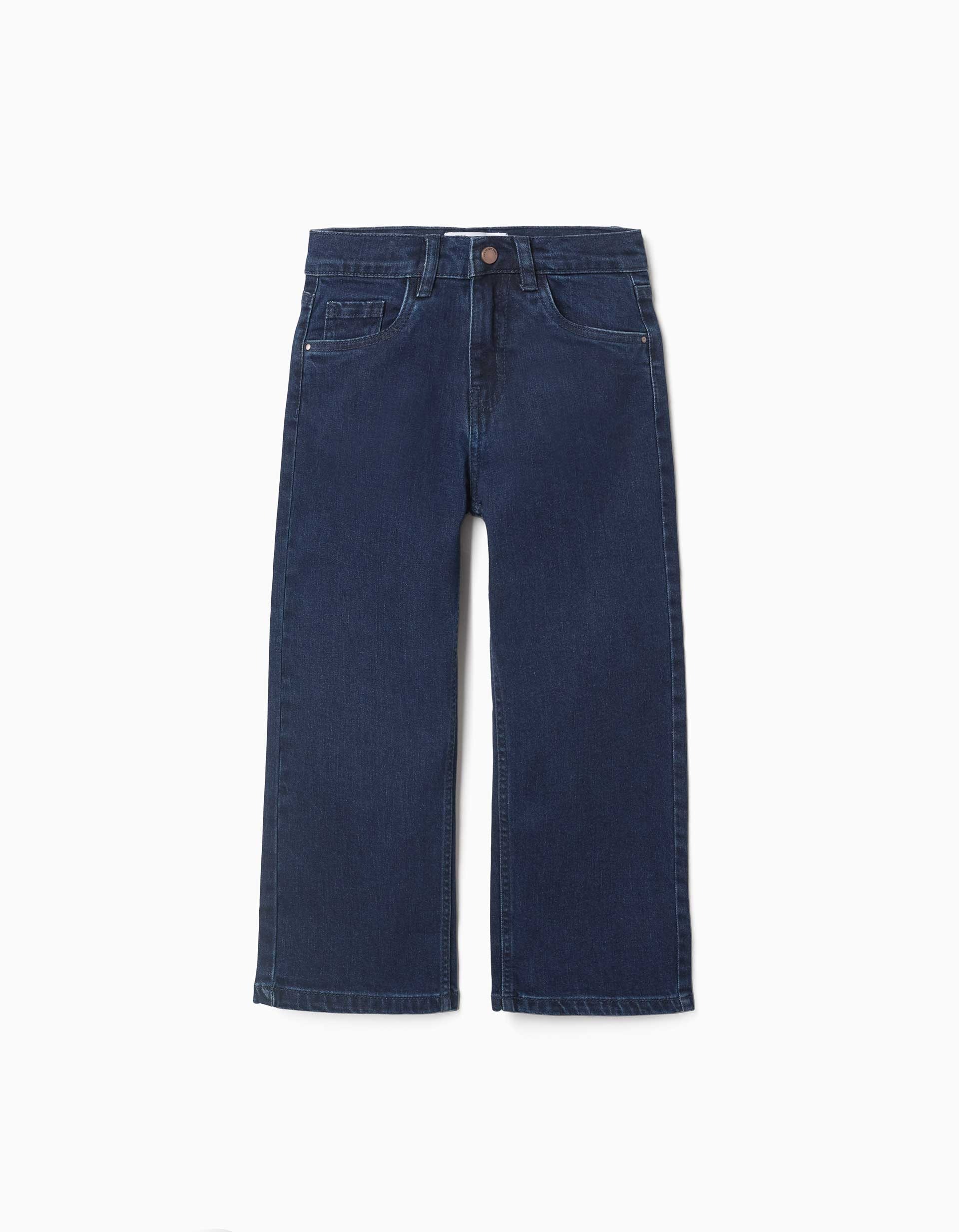 31083972006-0 Pantalon en jean coupe droite à 5 poches pour fille, bleu foncé – Image 1