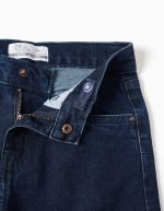 Pantalon en jean coupe droite à 5 poches pour fille, bleu foncé – Image 3