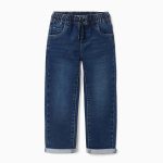 Pantalon de jogging en denim bleu foncé avec cordon de serrage et 5 poches pour garçon