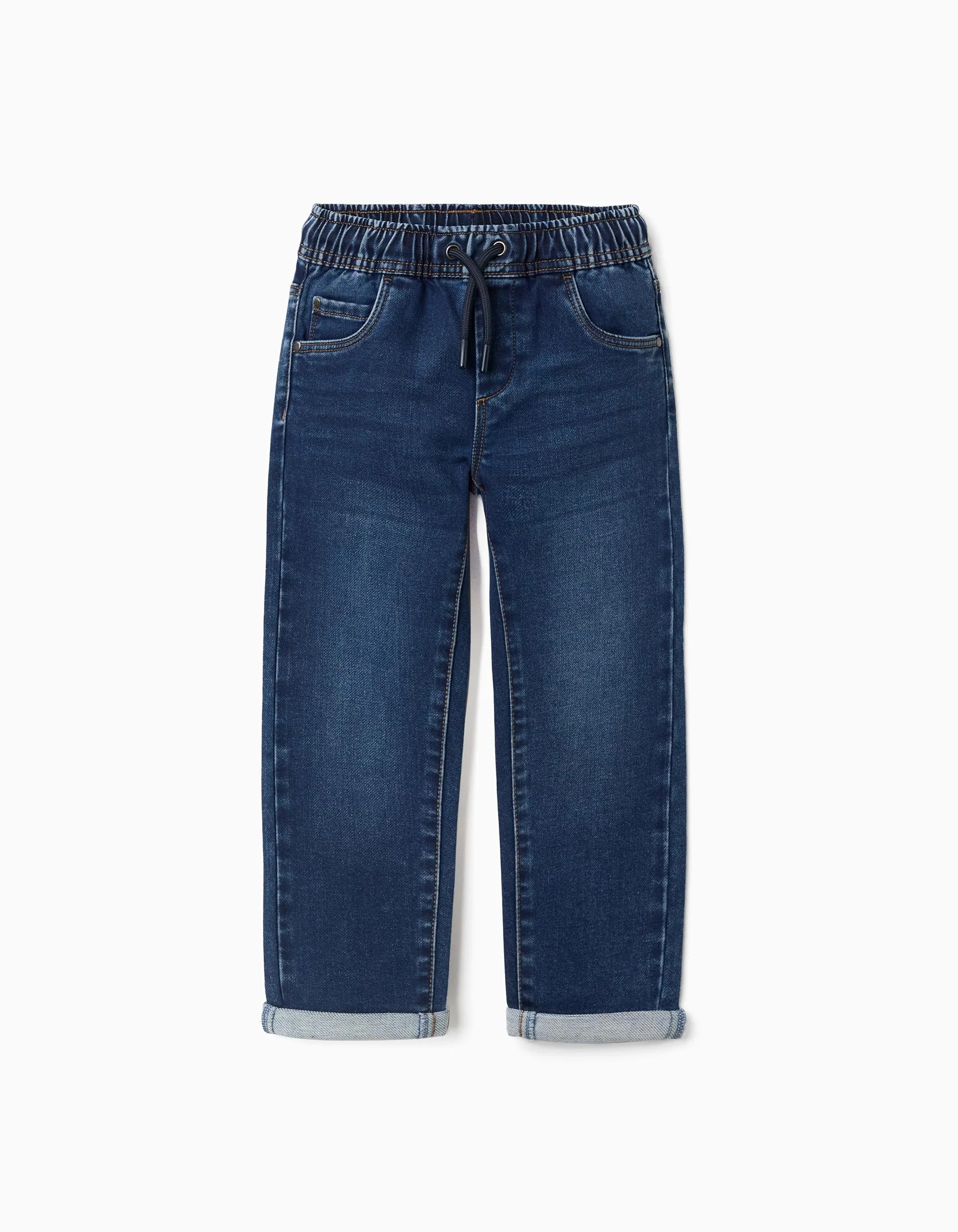 31083990006-0 Pantalon de jogging en denim bleu foncé avec cordon de serrage et 5 poches pour garçon – Image 1