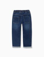 Pantalon de jogging en denim bleu foncé avec cordon de serrage et 5 poches pour garçon – Image 2