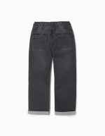 Pantalon de jogging en denim gris foncé, avec cordon de serrage et 5 poches, pour garçon – Image 2