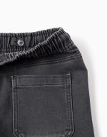 Pantalon de jogging en denim gris foncé, avec cordon de serrage et 5 poches, pour garçon – Image 3