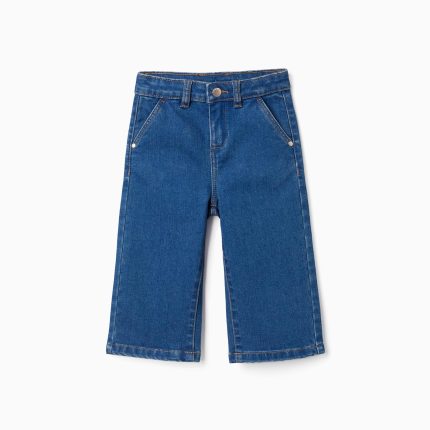 Jean à jambes larges et 4 poches pour bébé fille, bleu