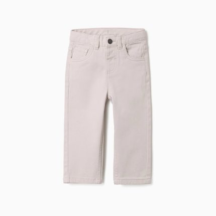 Pantalon slim en sergé à cinq poches pour bébé garçon, beige clair