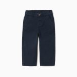 Pantalon chino slim en sergé avec poches pour bébé garçon, bleu foncé