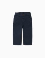 Pantalon chino slim en sergé avec poches pour bébé garçon, bleu foncé