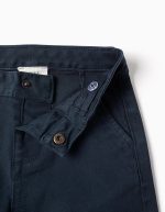 Pantalon chino slim en sergé avec poches pour bébé garçon, bleu foncé – Image 3