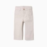 Pantalon chino slim en sergé avec poches pour bébé garçon, beige clair