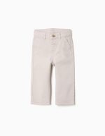 Pantalon chino slim en sergé avec poches pour bébé garçon, beige clair