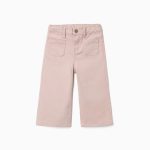 Pantalon en sergé à jambes larges avec poches avant pour bébé fille, rose clair