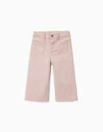 Pantalon en sergé à jambes larges avec poches avant pour bébé fille, rose clair